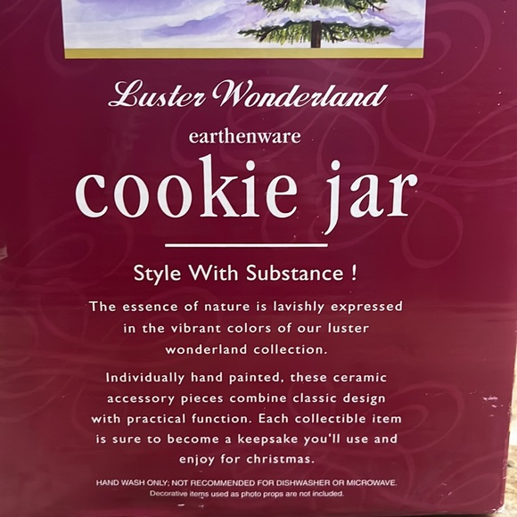 NWT Holiday at Home luster hand paint wonderland Christmas Earthware cookie jar - Picture 8 of 8